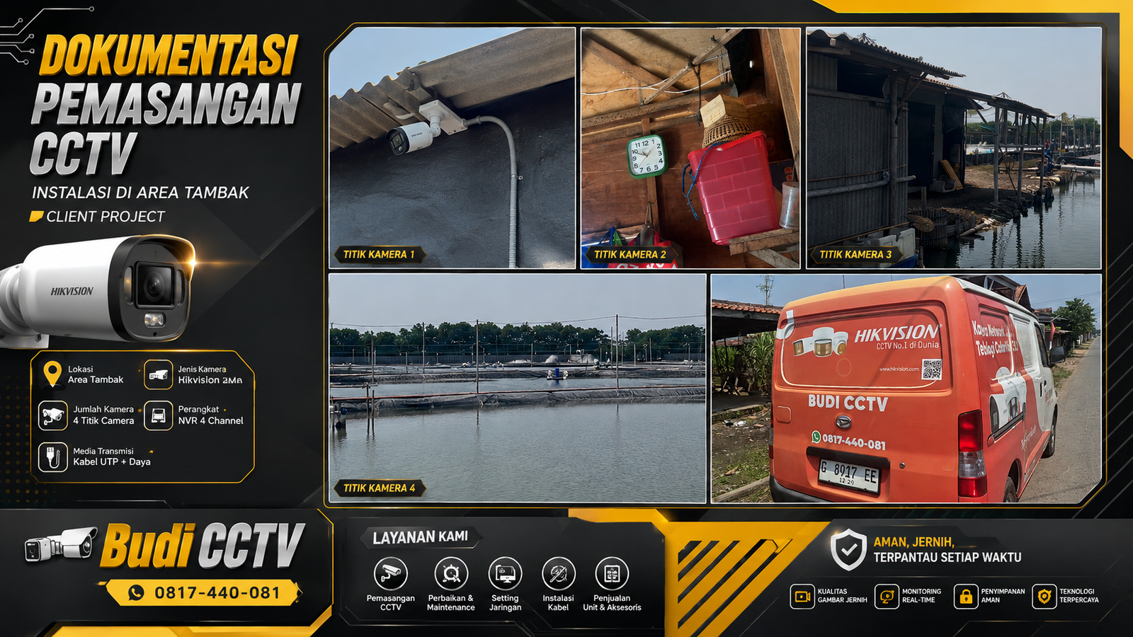 Instalasi CCTV Hikvision di Tambak Area Tegal