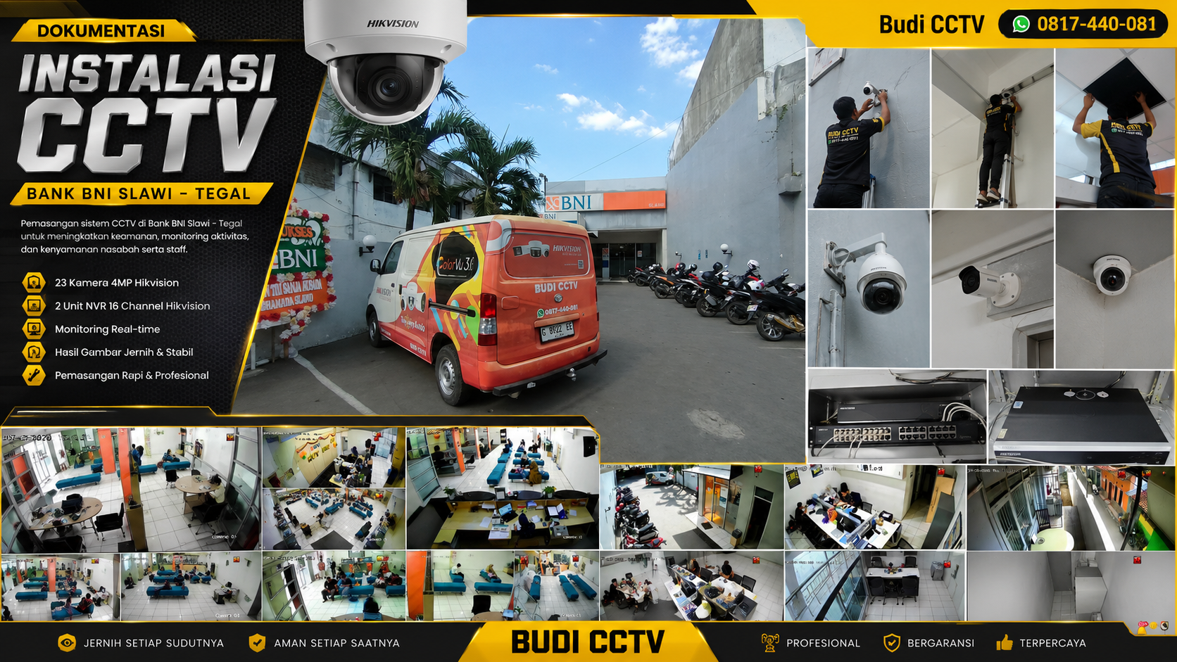Instalasi CCTV Hikvision Tunjang Produktivitas Bank BNI Slawi